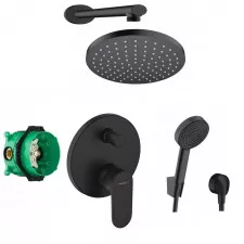 Hansgrohe Vernis Blend Zestaw prysznicowy podtynkowy deszczownica czarny (71466670 + 01800180 + 26271670) - 827329_O1