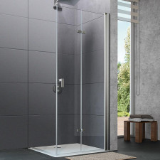 Huppe Design Pure Drzwi prysznicowe składane prawe 90 cm Anti-Plaque szkło przezroczyste/chrom eloxal - 748350_O1