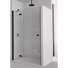 Sanswiss ANNEA Drzwi prysznicowe do wnęki\kabiny ZE SCIANKA W LINI Lewe 900x2000 CZARNY\Transparent - 782247_O1