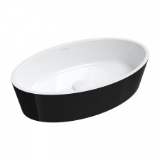 Omnires BARI M+ umywalka nablatowa, 50x30 cm, biała/czarny połysk - 852284_O1