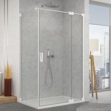 SanSwiss Cadura White Drzwi prysznicowe jednoczęściowe wahadłowe prawe na wymiar Aquaperle szkło przezroczyste/biały mat - 838967_O1