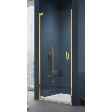 SanSwiss Cadura Gold Drzwi prysznicowe jednoczęściowe wahadłowe lewe na wymiar Aquaperle szkło przezroczyste/złoty połysk - 838985_O1