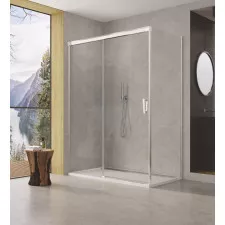 SanSwiss Cadura drzwi rozsuwane dwuczęściowe 110 cm lewa profil połysk, szkło przezroczyste - 787071_O1