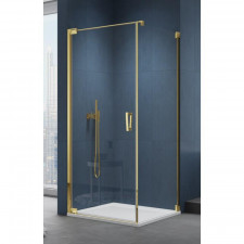 SanSwiss Cadura Gold Ścianka prysznicowa boczna prawa, lewa, uniwersalna 100 cm Aquaperle szkło przezroczyste/złoty połysk - 839053_O1