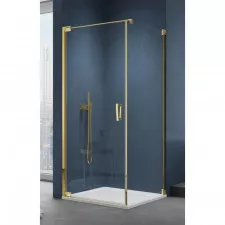 SanSwiss Cadura Gold Ścianka prysznicowa boczna prawa, lewa, uniwersalna 100 cm Aquaperle szkło przezroczyste/złoty połysk - 839053_O1