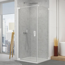 SanSwiss Cadura White Ścianka prysznicowa boczna 140 cm Aquaperle szkło przezroczyste/biały mat - 839060_O1
