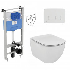Ideal Standard Tesi Zestaw Stelaż podtynkowy z miską WC wiszącą bezrantową i deską w/o (R020467 + R0123AA + T350301 + T352701) - 773415_O1