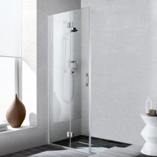 Kermi Liga Kabina prysznicowa część 1/2 drzwi składane, strona lewa 90 cm KERMIClean szkło przezroczyste/srebrny mat - 775180_O1
