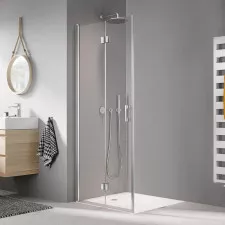 Kermi Liga Drzwi prysznicowe wahadłowo-składane lewe 123 cm KermiClean szkło przezroczyste/srebrny wysoki połysk - 775283_O1