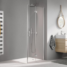 Kermi Liga Drzwi prysznicowe wahadłowo-składane prawe 103 cm KermiClean szkło przezroczyste/srebrny wysoki połysk - 775032_O1