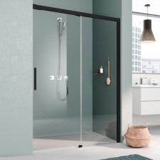 Kermi Nica Drzwi prysznicowe przesuwne prawe z elementem stałym 170 cm KermiClean szkło przezroczyste/czarny - 840279_O1