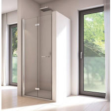 SanSwiss Solino drzwi dwuczęściowe składane 90 cm lewa profil połysk, szkło przezroczyste - 774210_O1