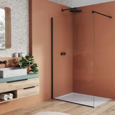 SanSwiss Walk-In Easy Ścianka prysznicowa wolnostojąca z profilem przyściennym 140x200 cm czarny mat - 844366_O1