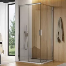 SanSwiss Top-Line S wejście narożne z drzwiami rozsuwanymi 100 cm lewa profil srebrny mat, szkło przezroczyste - 788935_O1
