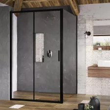 Ravak Ścianka prysznicowe BLSPS-90 czarna, szkło Transparent - 829951_O1