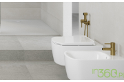 Bidet, miska WC i bidetka z bateriami w kolorze złotym szczotkowanym Kludi Bozz