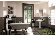 Stylowa łazienka z wanną wolnostojącą i umywalką Villeroy & Boch Hommage w klasycznym wnętrzu