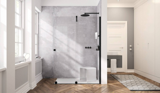 Kabina prysznicowa Xtensa w jasnej, nowoczesnej łazience