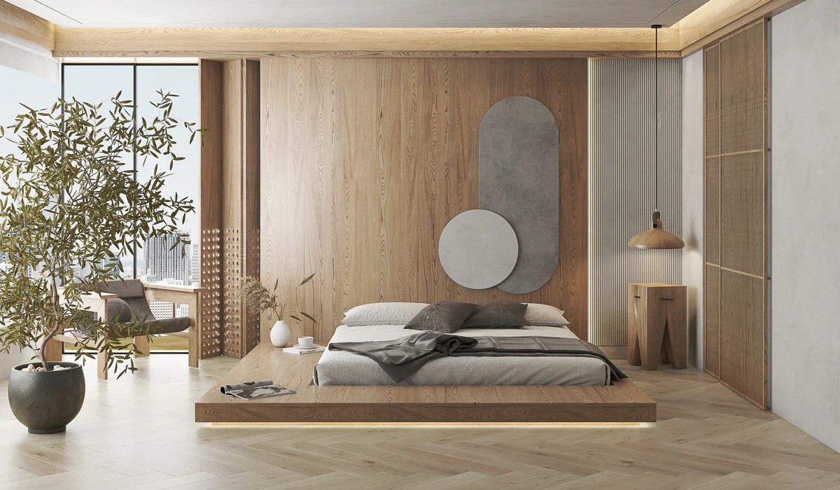 drewniany parkiet w sypialni