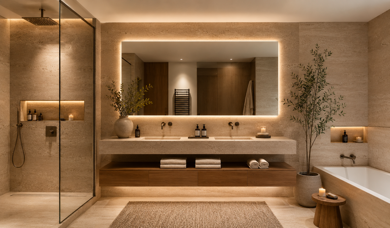 Podświetlane lustro LED w łazience spa